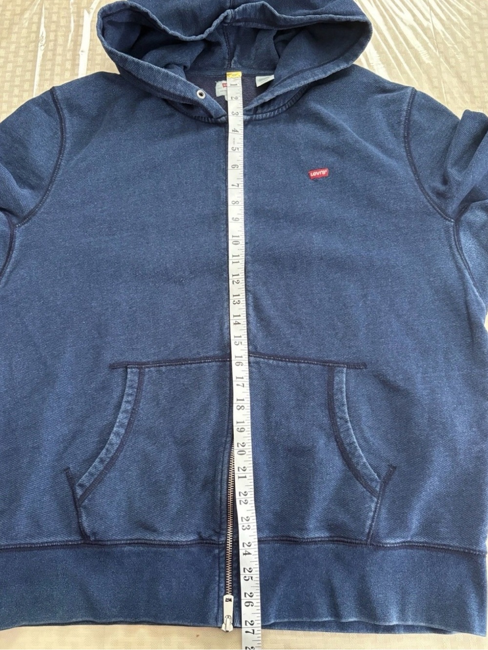 Levi’s Hoodie Full Zip Sweater Size XL Denim Print Chest Logo Sweatshirt - Picture 8 of 8